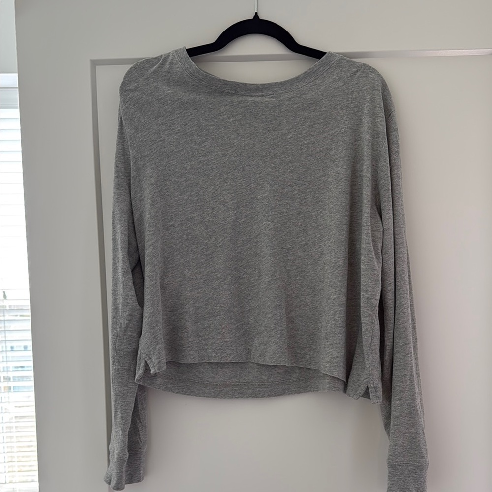 J. Crew Gray Relaxed Crop Long Sleeve Sweatshirt